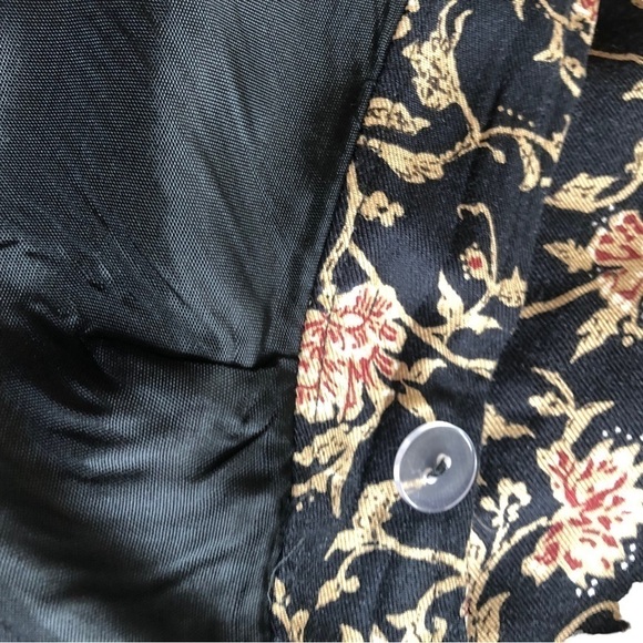 Hunt Club Wrap Skirt Women 8 Black Gold Red Floral Lined Classic Career Rayon - Picture 7 of 9